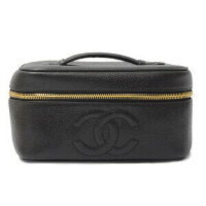 Chanel caviar skin vanity bag makeup pouch cosmetic black